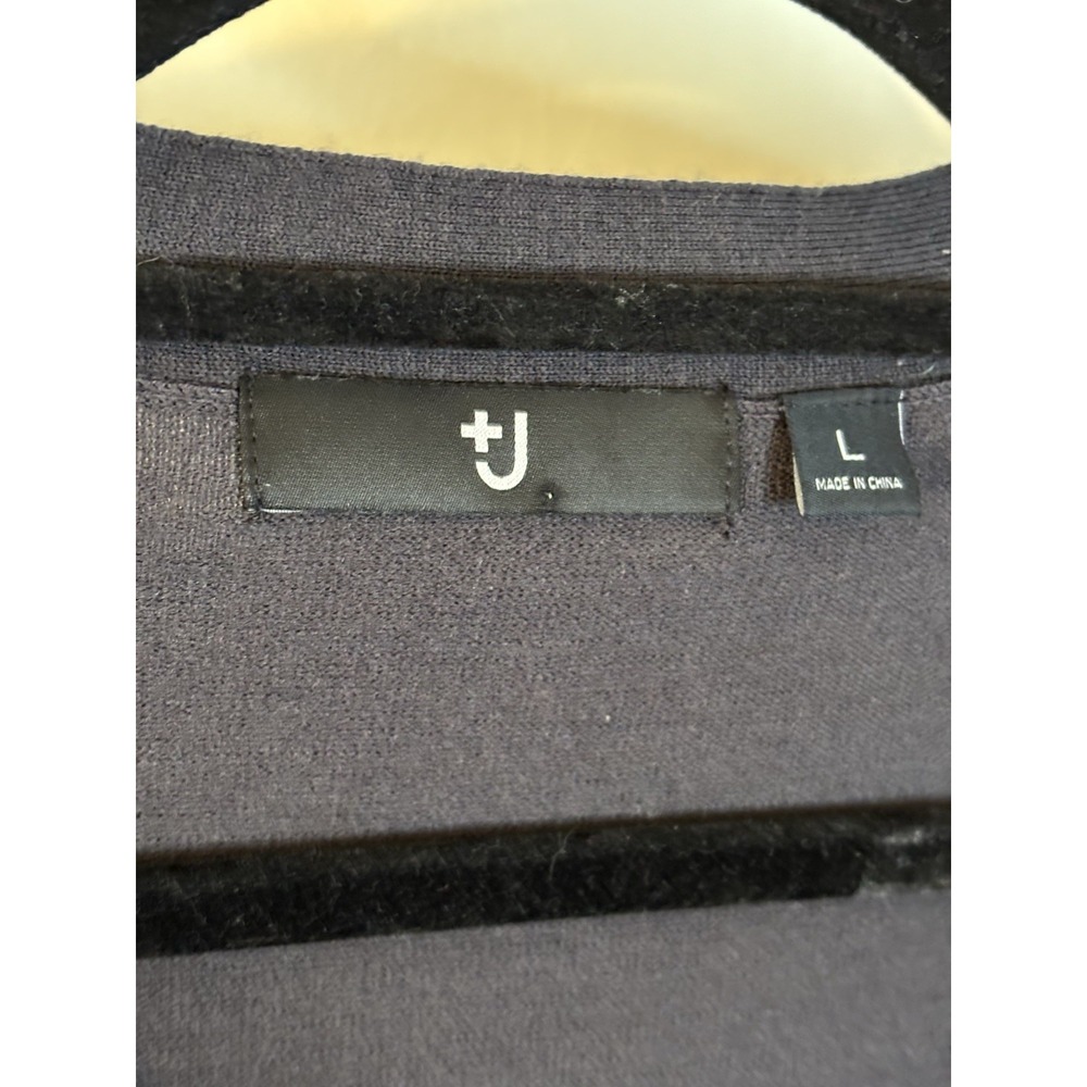 +J UNIQLO + JIL SANDER Gray Wool Blend V Neck Cardigan Sweater L - Picture 3 of 5